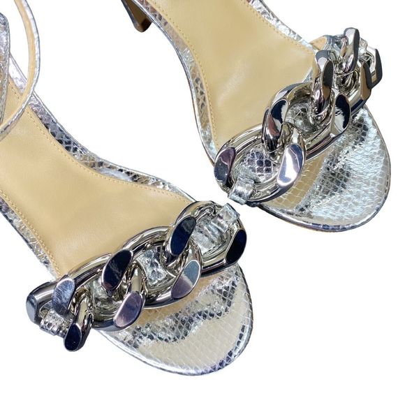 MICHAEL | Michael Kors Silver Scarlett SnakeSk*n Print Ankle Strap Heels - 5.5 - Picture 6 of 10